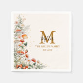 モノグラムフォレストマッシュルーム花フローラ植物 スタンダードカクテルナプキン (正面)