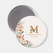 モノグラムフォレストマッシュルーム花フローラ植物 マグネット (正面/裏面)
