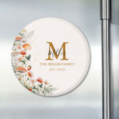 モノグラムフォレストマッシュルーム花フローラ植物 マグネット