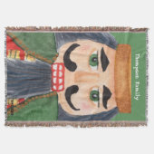 モノグラムフォークアートハンド描画くるみ割り兵士 スローブランケット (正面)