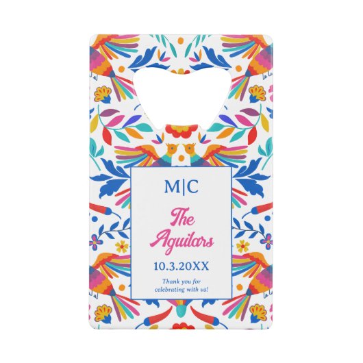 モノグラムフォークアートフローラフェスタ結婚式の引き出物 クレジットカード栓抜き (正面)