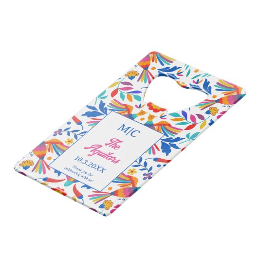 モノグラムフォークアートフローラフェスタ結婚式の引き出物 クレジットカード栓抜き (正面アングル)