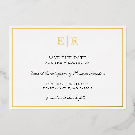モノグラムフォーマルエレガントな結婚式の日付を保存 箔招待状