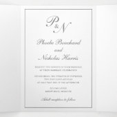 モノグラムフォーマルグ結婚レイ伝統的写真 三つ折り招待状 (内部中)