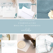 モノグラムフォーマルセージ海ガラス水の色結婚の 招待状