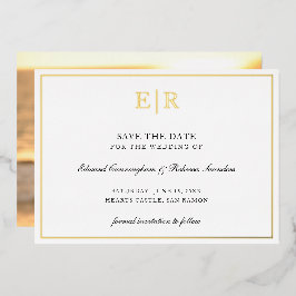 モノグラムフォーマルフォトウェディング日付金ゴールドの保存 箔招待状