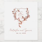 モノグラムフォーマルフローラクレスト結婚ーズ ワインラベル (シングルラベル)