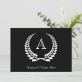 モノグラムフォーマルローレルブラック/ホワイト 招待状 (スタンド正面)