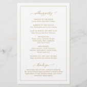 モノグラムフォーマル金ゴールドエレガントな結婚式プログラム (裏面)