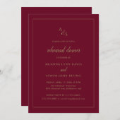 モノグラムフォーマル金ゴールドバーガンディリハーサルディナー 招待状 (正面/裏面)