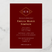 モノグラムフォーマル・ブルゴーニュ卒業 箔招待状 (正面)