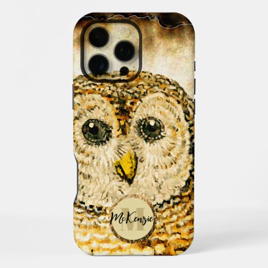 モノグラムフクロウのカスタマイズ iPhoneケース (裏面)