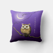 モノグラムフクロウナイトムーンダークブルー装飾用クッション クッション (裏面)