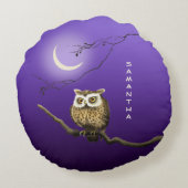モノグラムフクロウナイトムーンダークブルー装飾用クッション ラウンドクッション (裏面)
