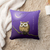 モノグラムフクロウナイトムーンライトブルー装飾用クッション クッション (ブランケット)