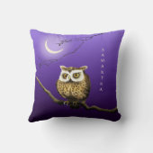 モノグラムフクロウナイトムーンライトブルー装飾用クッション クッション (裏面)