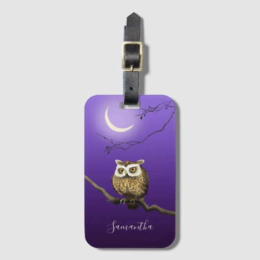 モノグラムフクロウナイトムーンライト深いブルーラゲッジタグ ラゲッジタグ (正面縦)