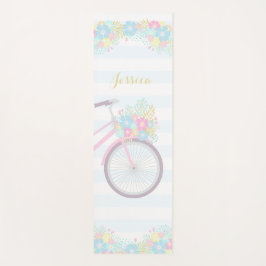 モノグラムフラワーサイクリックスキュートパステルストライプのフローラ ヨガマット