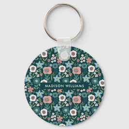 モノグラムフラワーミニマルモダンリストキーチェーン キーホルダー