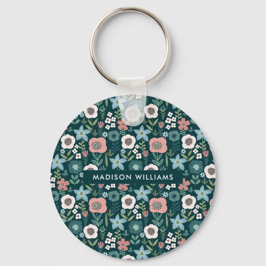 モノグラムフラワーミニマルモダンリストキーチェーン キーホルダー (正面)