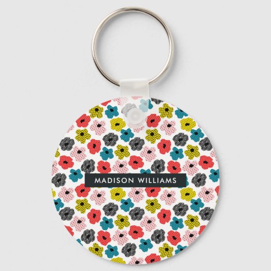 モノグラムフラワーミニマルモダンリストキーチェーン キーホルダー (正面)