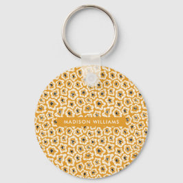 モノグラムフラワーミニマルモダンリストキーチェーン キーホルダー