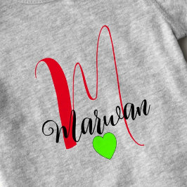 モノグラムフロント&バックデザイン-ユニーク名前 ベビーボディスーツ