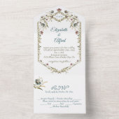 モノグラムフローラつる植物すべて1つの結婚式の招待 オールインワン招待状 (内側)