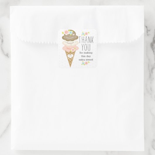 モノグラムフローラアイスクリームブライダルシャワーありがとう スクエアシール (バッグ)