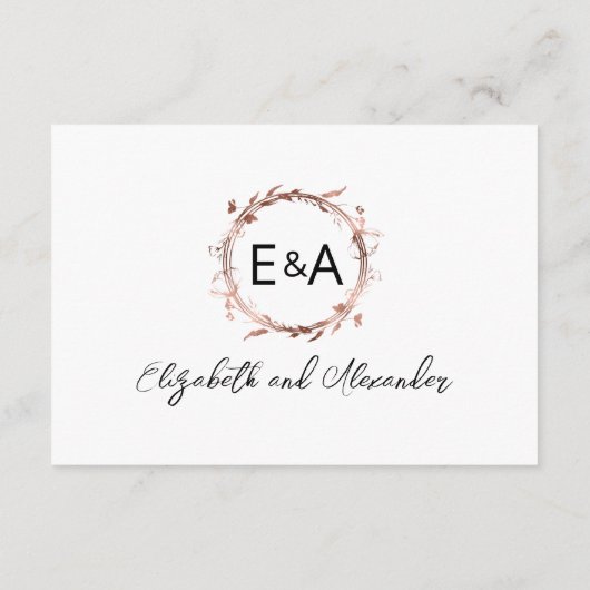 モノグラムフローラウェディングRSVPエンクロージャカード エンクロージャーカード (裏面)