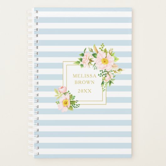 モノグラムフローラシックパステルブルーストライプセメンズスモール プランナー手帳 (正面)