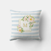 モノグラムフローラシックパステルブルーストライプホテル沿岸 クッション (裏面)