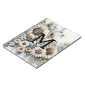 モノグラムフローラスケッチピンク黄色ひまわり ノートブック (左側)