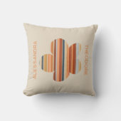 モノグラムフローラストライプレトロ70sボホオレンジクリーム ランバークッション (正面)