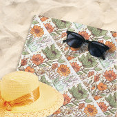 モノグラムフローラタイル模様ボホヒッピースタイリッシュ ビーチタオル