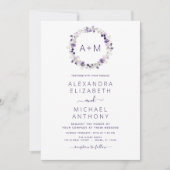 モノグラムフローラダスティパープルグリーン結婚リーのインビ 招待状 (正面)