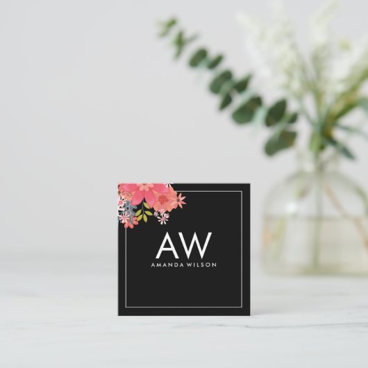 モノグラムフローラデザイン スクエア名刺 (スタンド正面)