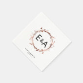 モノグラムフローラバラゴールド結婚フォイル スタンダードカクテルナプキン (角)