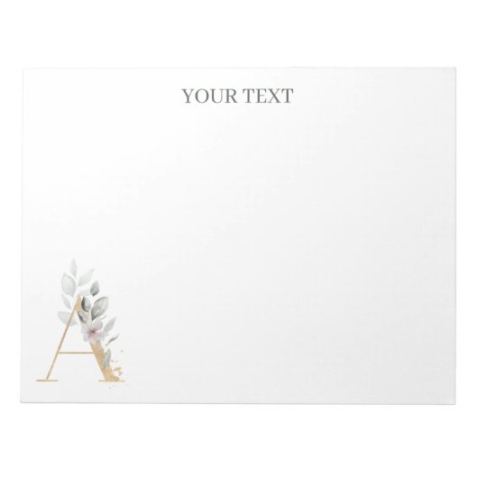 モノグラムフローラパーソナライズされたメモ ノートパッド (正面)