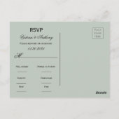 モノグラムフローラピンクグリーンウォーター色RSVP ポストカード (裏面)