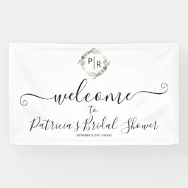 モノグラムフローラブライダルシャワーウェルカムサインバナー 横断幕