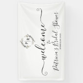 モノグラムフローラブライダルシャワーウェルカムサインバナー 横断幕 (縦)