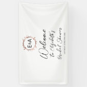 モノグラムフローラブライダルシャワーウェルカムサインバナー 横断幕 (縦)