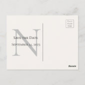 モノグラムフローラブラックウォーター色日付を保存 ポストカード (裏面)