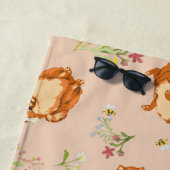 モノグラムフローラポメラニア犬パターン赤面ピンク ビーチタオル (インサイチュ)