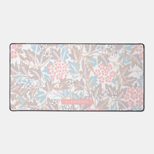 モノグラムフローラモダンヴィンテージパターンベージュピンク デスクマット (正面)