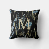 モノグラムフローラライトブルー&金ゴールドオンブラック クッション (裏面)