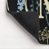 モノグラムフローラライトブルー&金ゴールドオンブラック マウスパッド (コーナー)