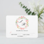 モノグラムフローラリース結婚式RSVPカード 出欠カード (スタンド正面)