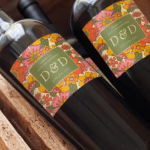 モノグラムフローラルパターンレトロボホ結婚70s's